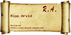 Ripp Arvid névjegykártya